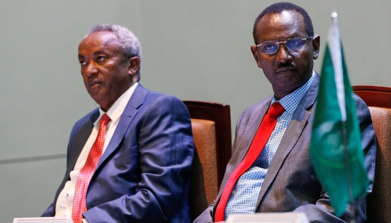 TIA deputy president Tadesse Werede Tesfay (left) and ENDF Chief of General Staff Birhanu Jula in Nairobi on 12 November 2022.